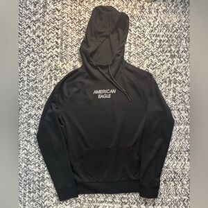 American Eagle Sleek Knit Black Pullover Hoodie Men’s XS